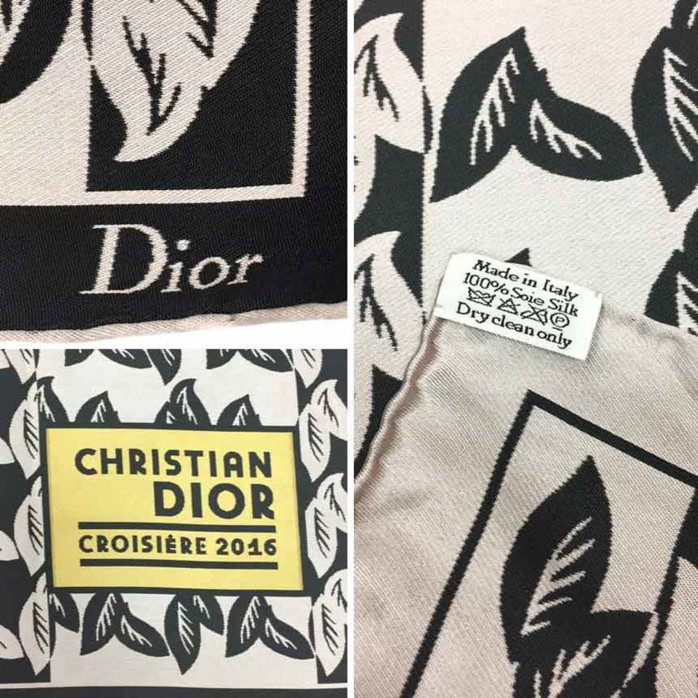 Christian Dior Silk Scarf Interesting Leaf Print 1990s VFG Member - Ruby  Lane