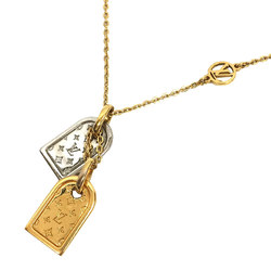 Louis+Vuitton+Nanogram+Necklace+M63141+Silver+Gold+Plated+Monogram+Tags+Chain  for sale online