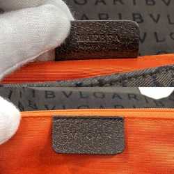 Bvlgari Bag Brown Mania Canvas Leather BVLGARI One Shoulder Handbag Flap Plate