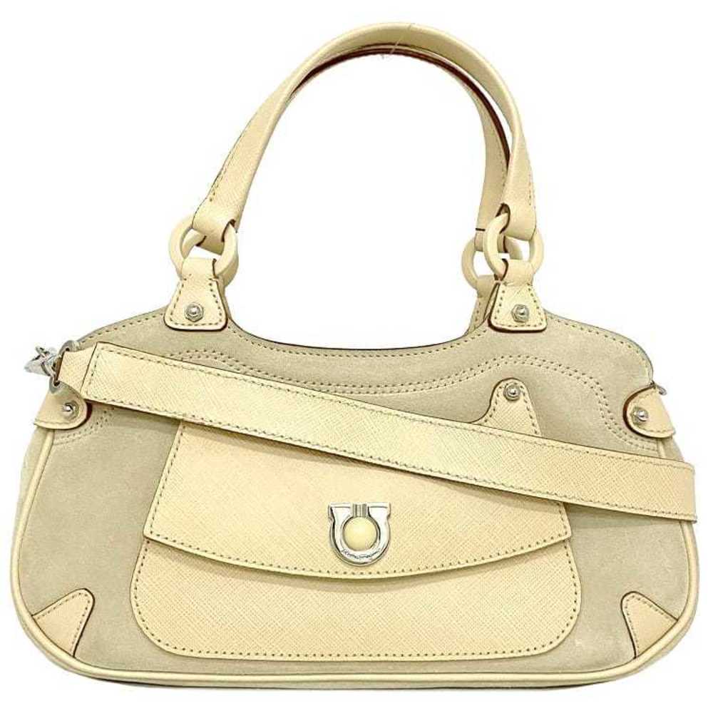 Salvatore Ferragamo 2way Bag Beige Gancini BK-21 Leather