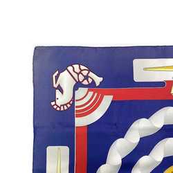 Hermes Scarf Muffler Carré Blue Gray Gold Silk 100% HERMES Seahorse Horse Women's