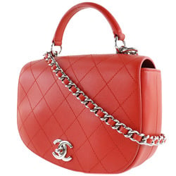 CHANEL Chanel Chain Shoulder Matelasse 2WAY Calf Red Ladies Bag