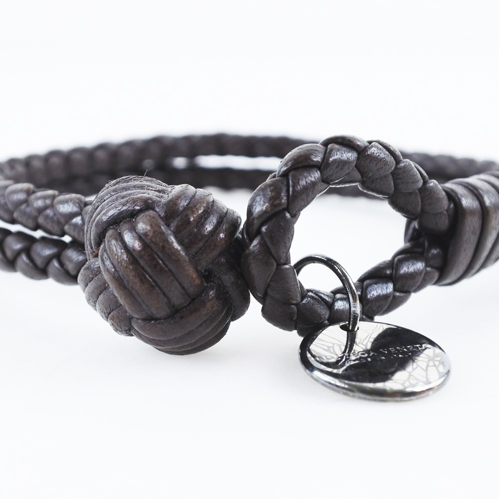 Intrecciato Bracelet Brown Leather