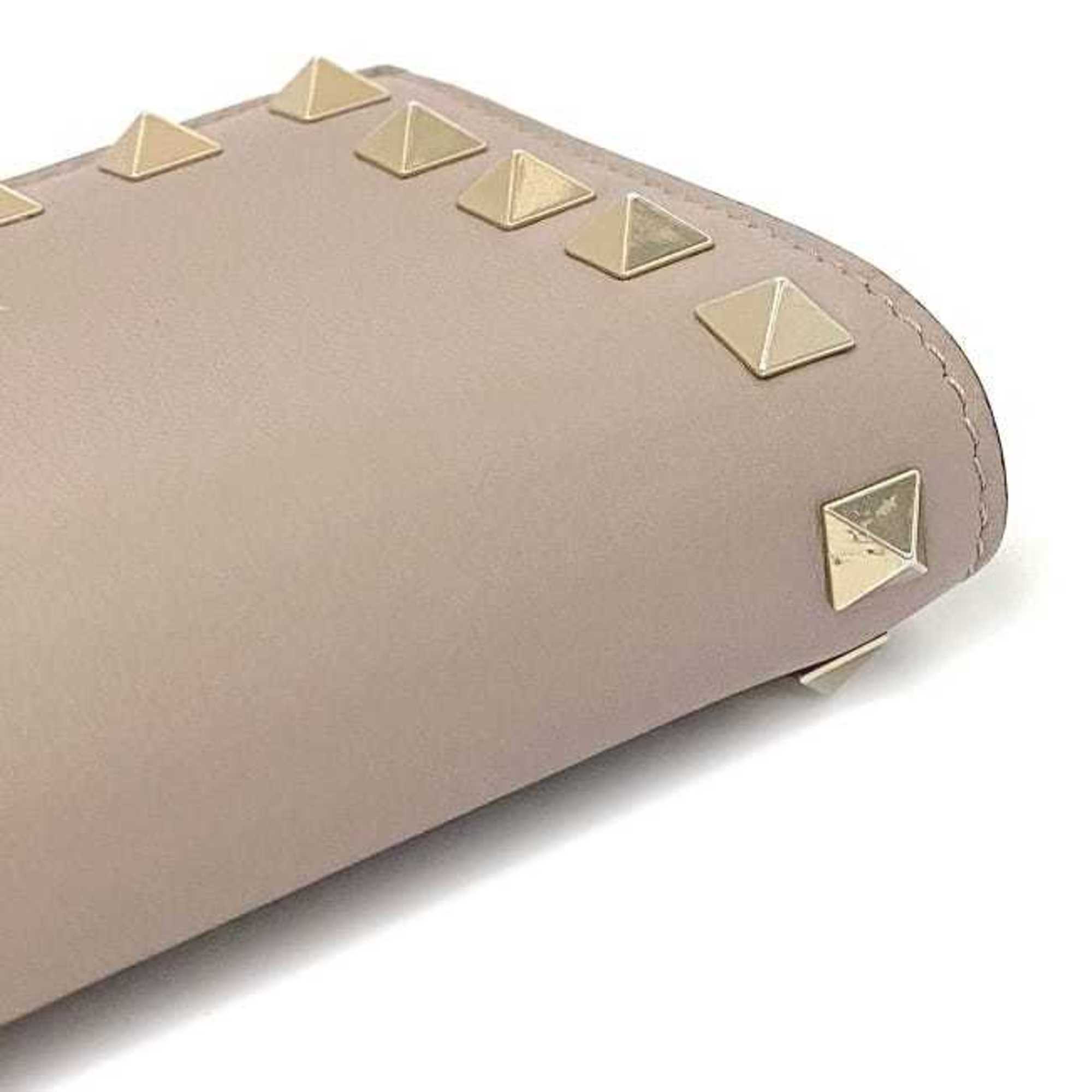 Valentino Garavani Bifold Wallet Pink Beige Rockstud ZW2P0P39BOL Leather GP VALENTINO GARAVANI