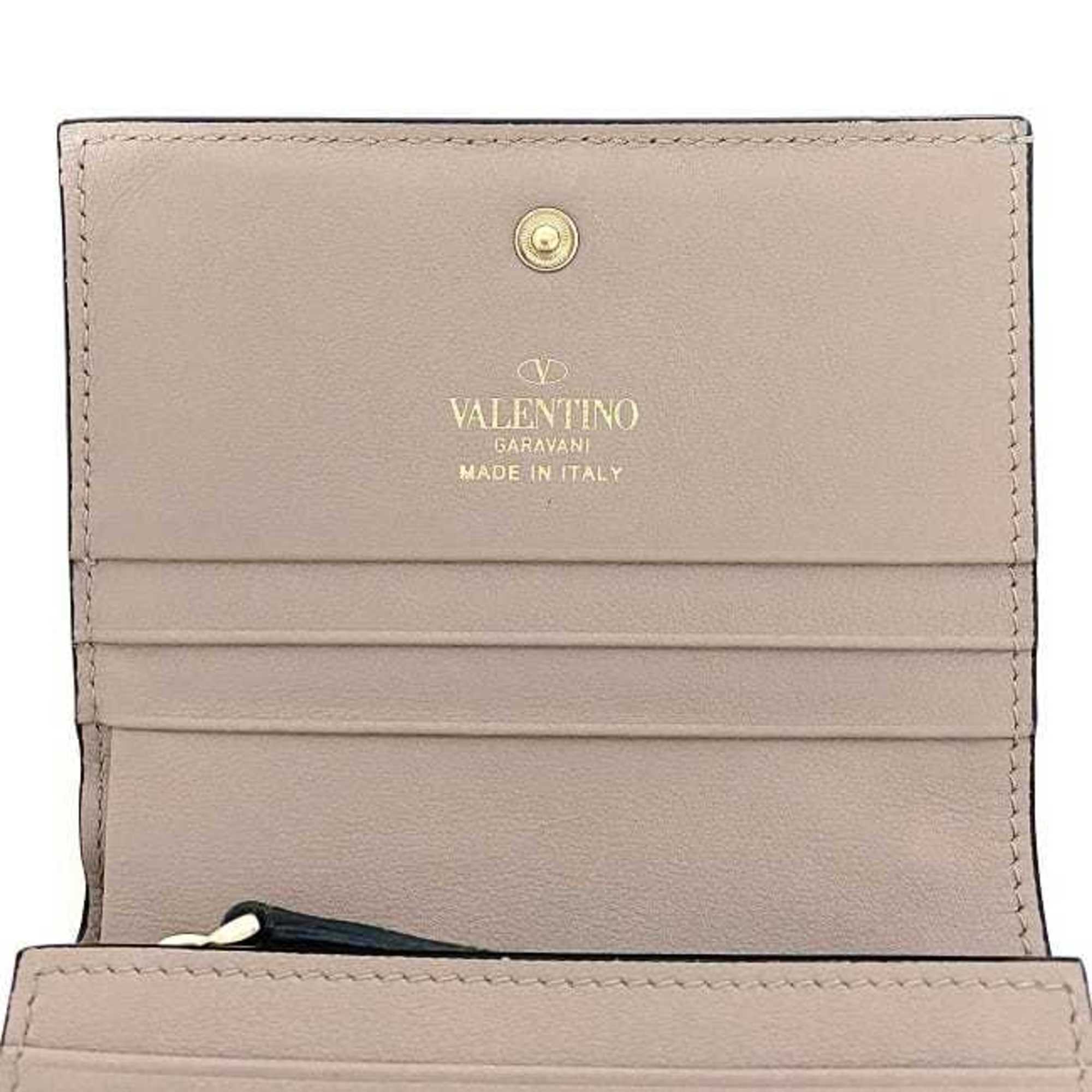 Valentino Garavani Bifold Wallet Pink Beige Rockstud ZW2P0P39BOL Leather GP VALENTINO GARAVANI