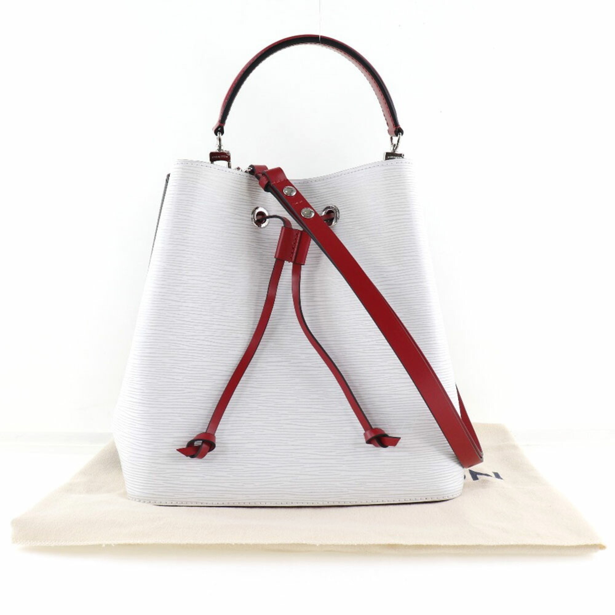 LOUIS VUITTON Louis Vuitton Neonoe 2WAY Shoulder M55394 Epi Leather White/Black/Red AH5109 Women's Handbag