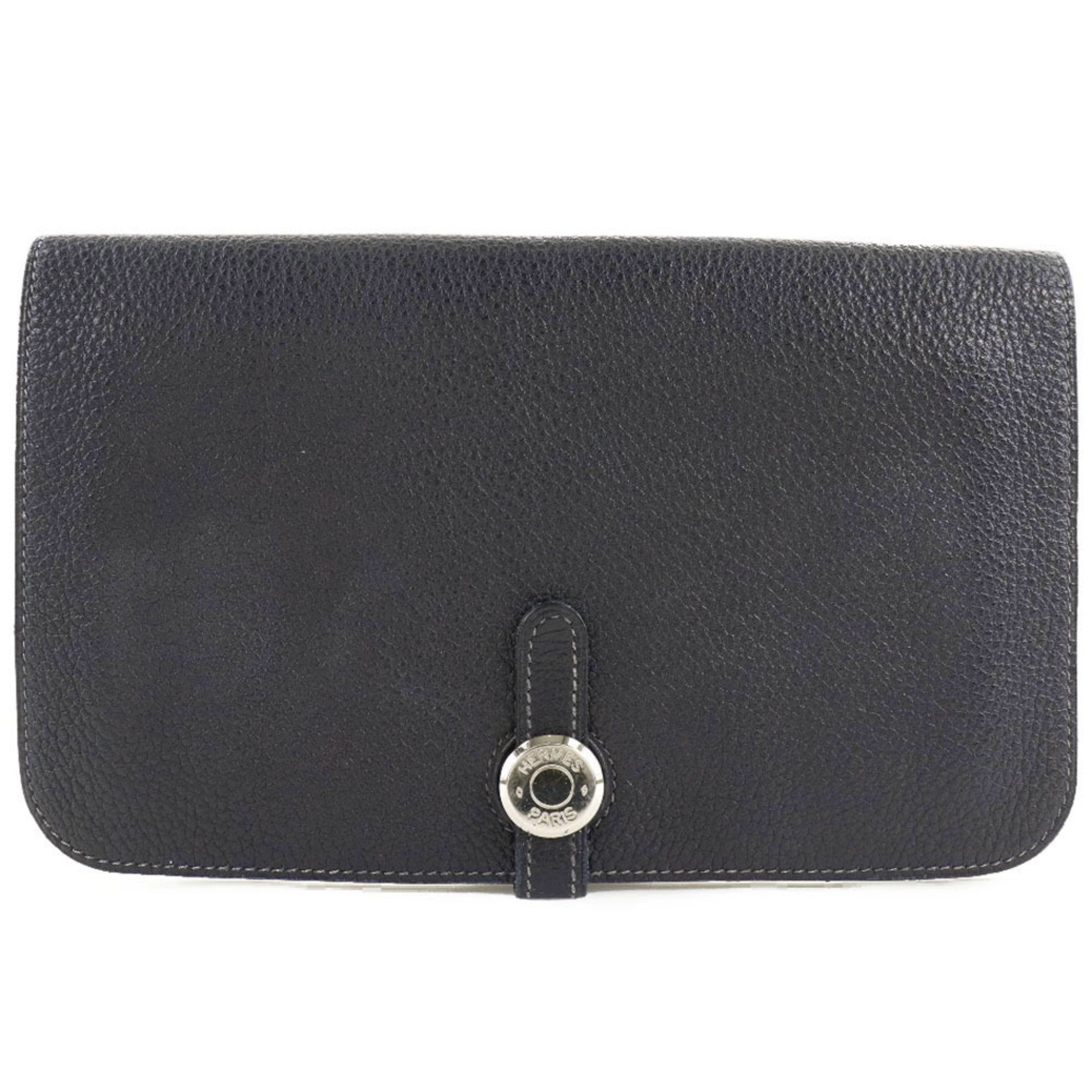 HERMES Hermes Dogon GM Togo navy blue □C unisex long wallet