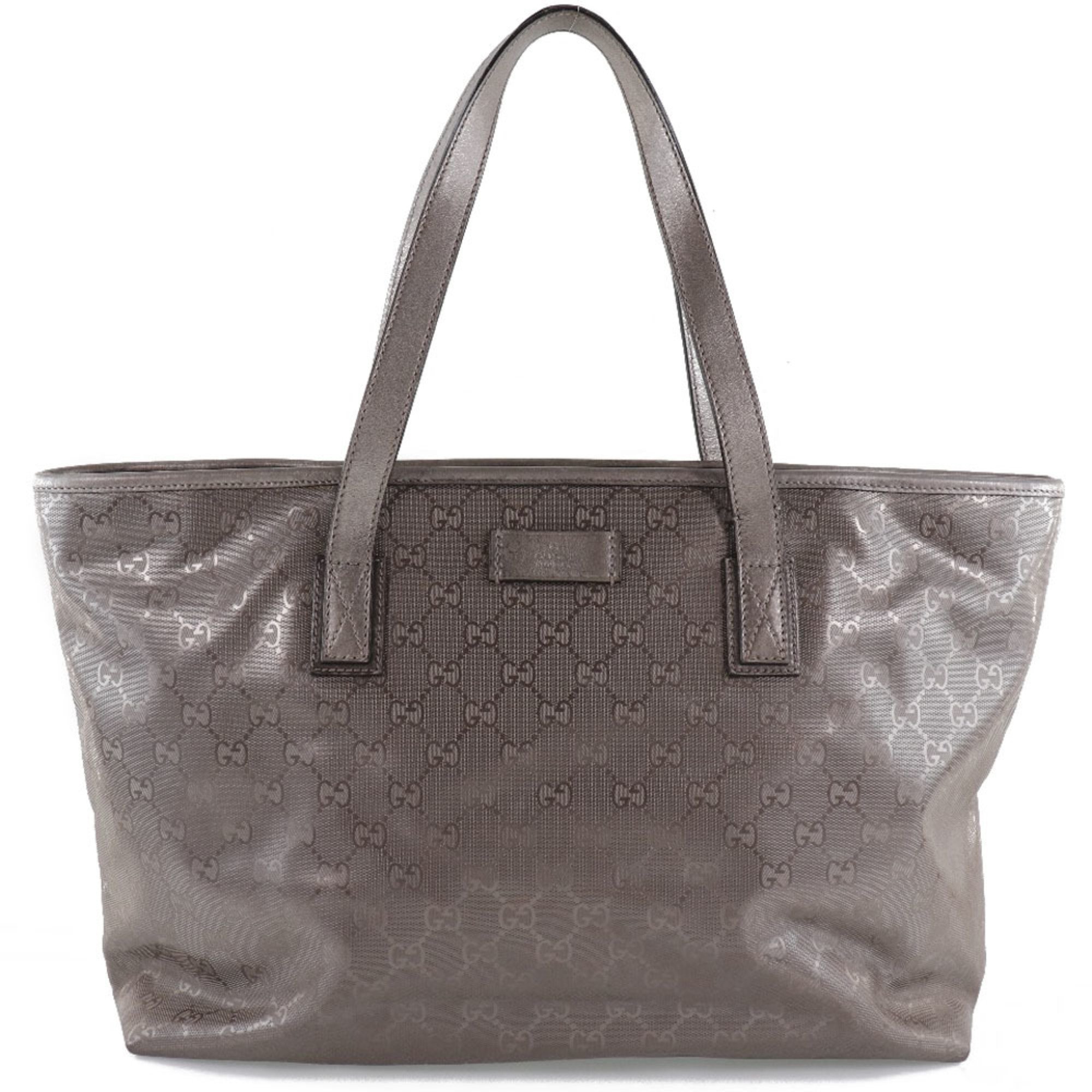 GUCCI Gucci Tote GG Imprime 211137 PVC Coated Canvas Silver Ladies Bag