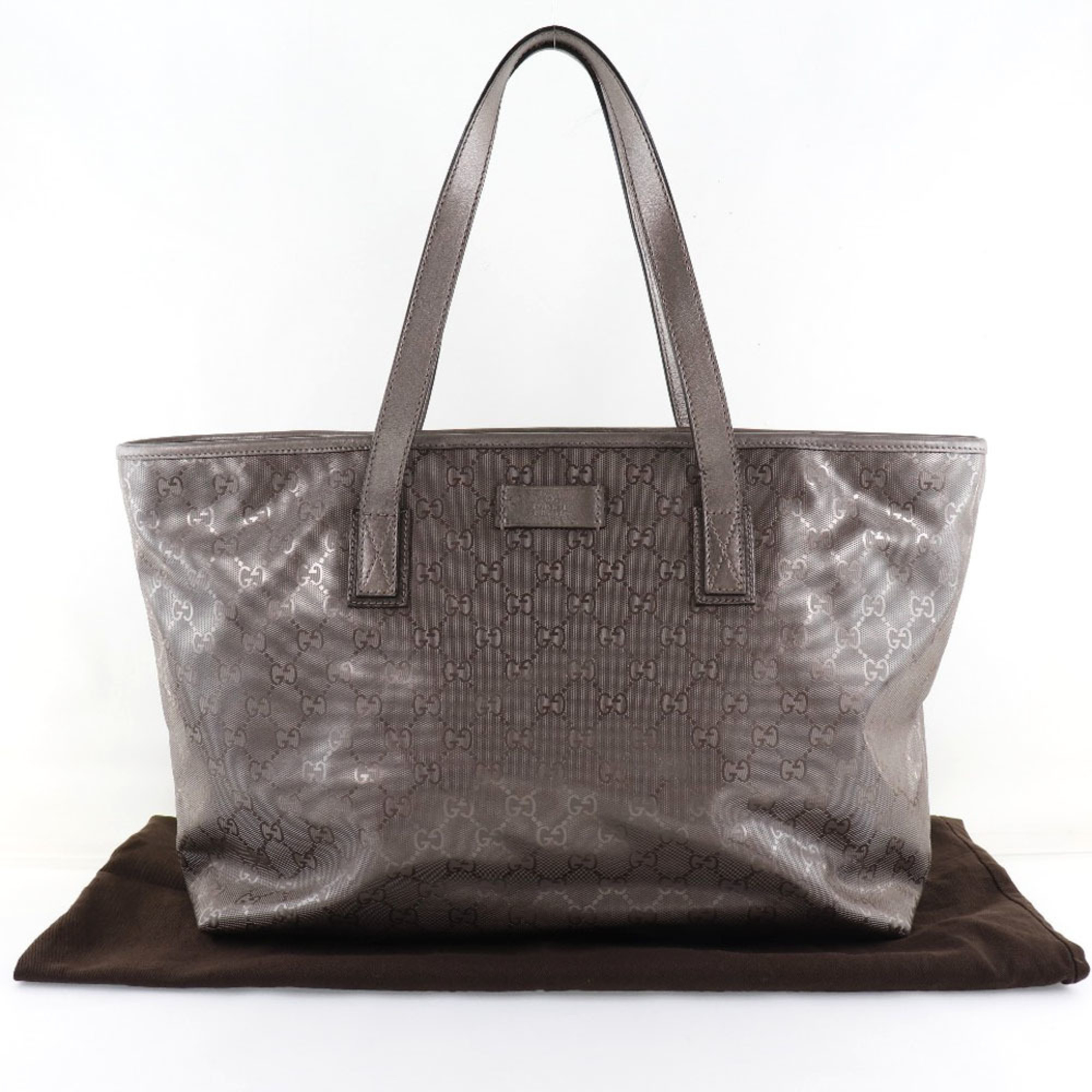 GUCCI Gucci Tote GG Imprime 211137 PVC Coated Canvas Silver Ladies Bag