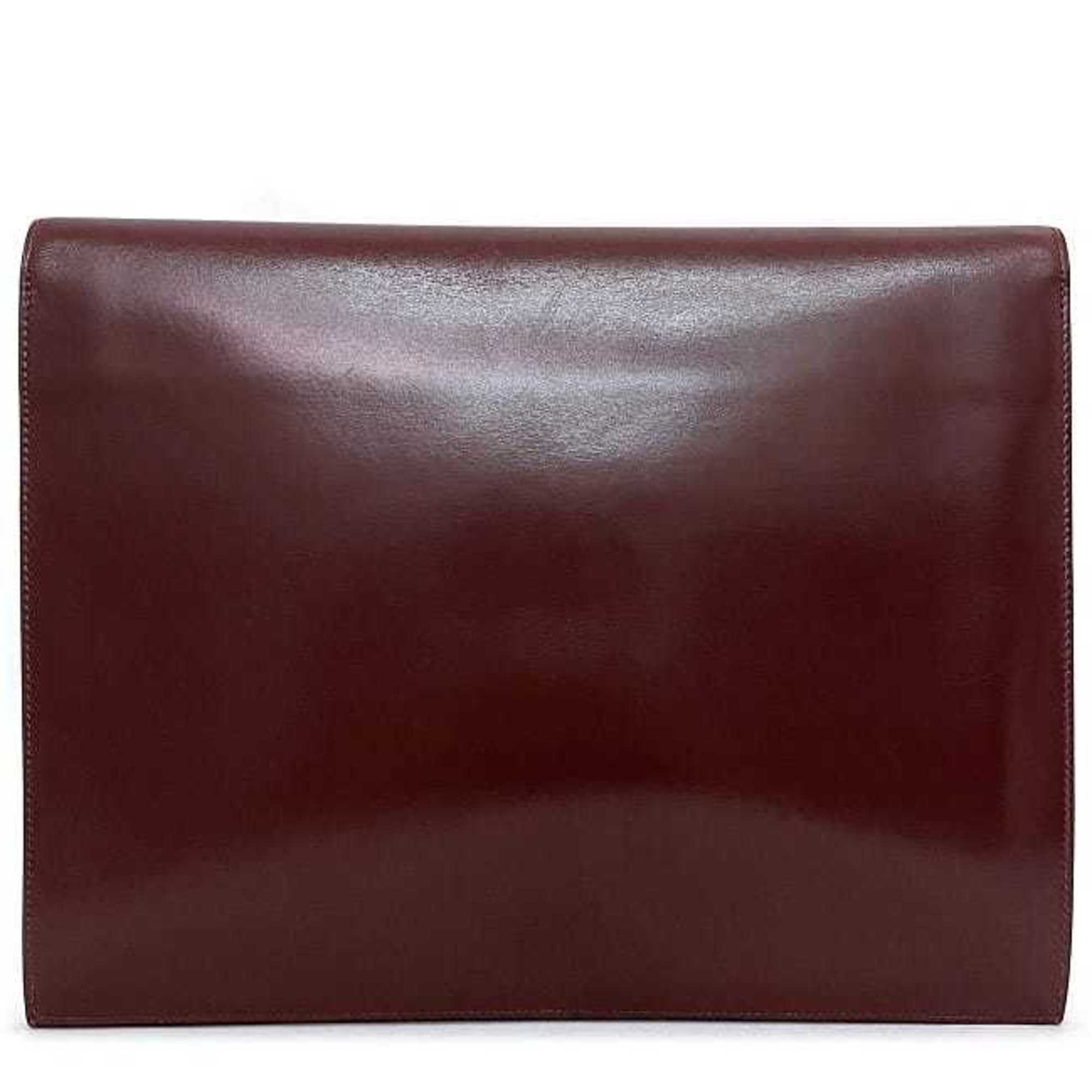 Hermes Clutch Bag Faco Bordeaux Leather Boxcalf 〇H HERMES Flap Women's Men's