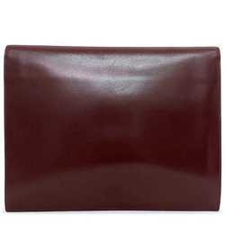 Hermes Clutch Bag Faco Bordeaux Leather Boxcalf 〇H HERMES Flap Women's Men's