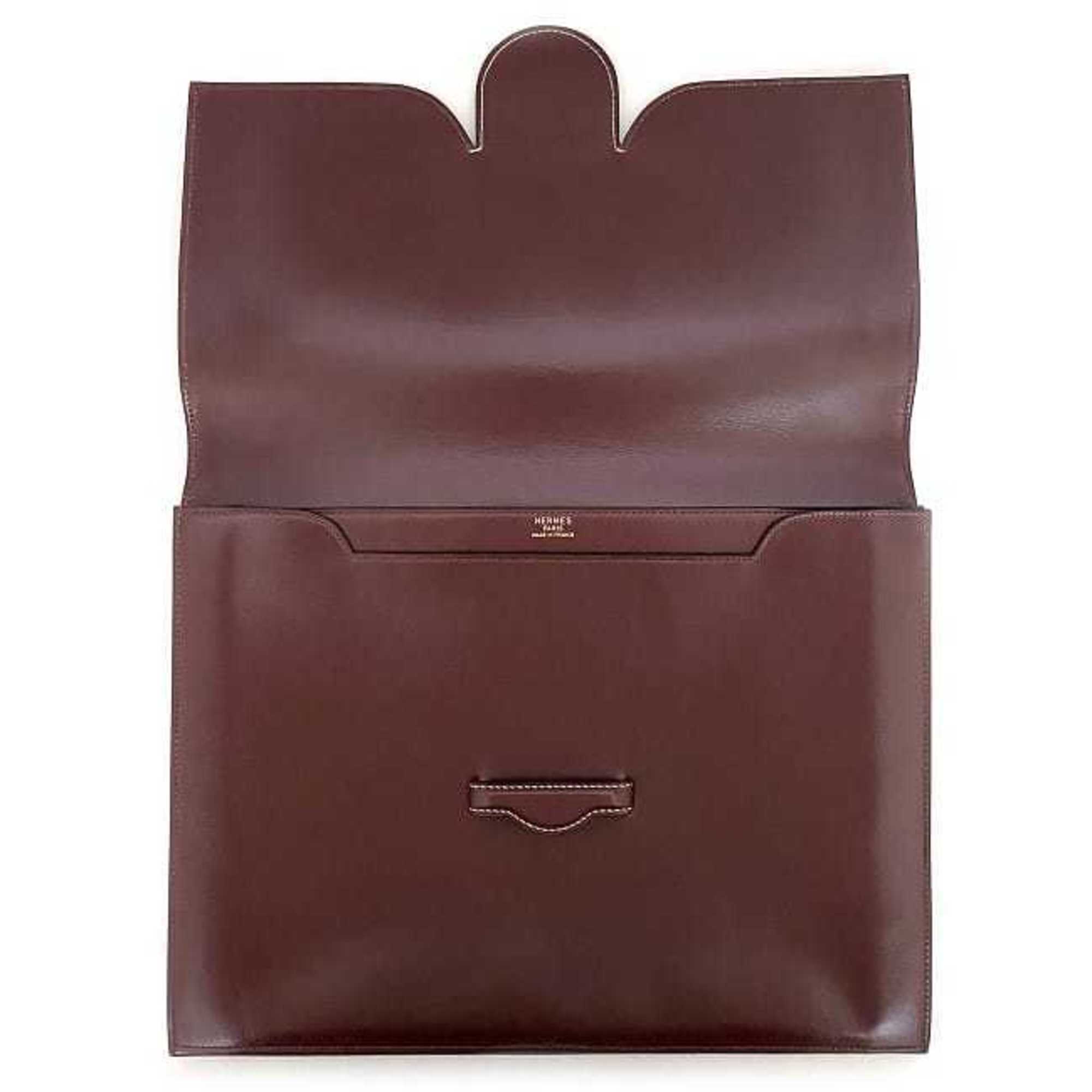 Hermes Clutch Bag Faco Bordeaux Leather Boxcalf 〇H HERMES Flap Women's Men's