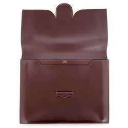 Hermes Clutch Bag Faco Bordeaux Leather Boxcalf 〇H HERMES Flap Women's Men's