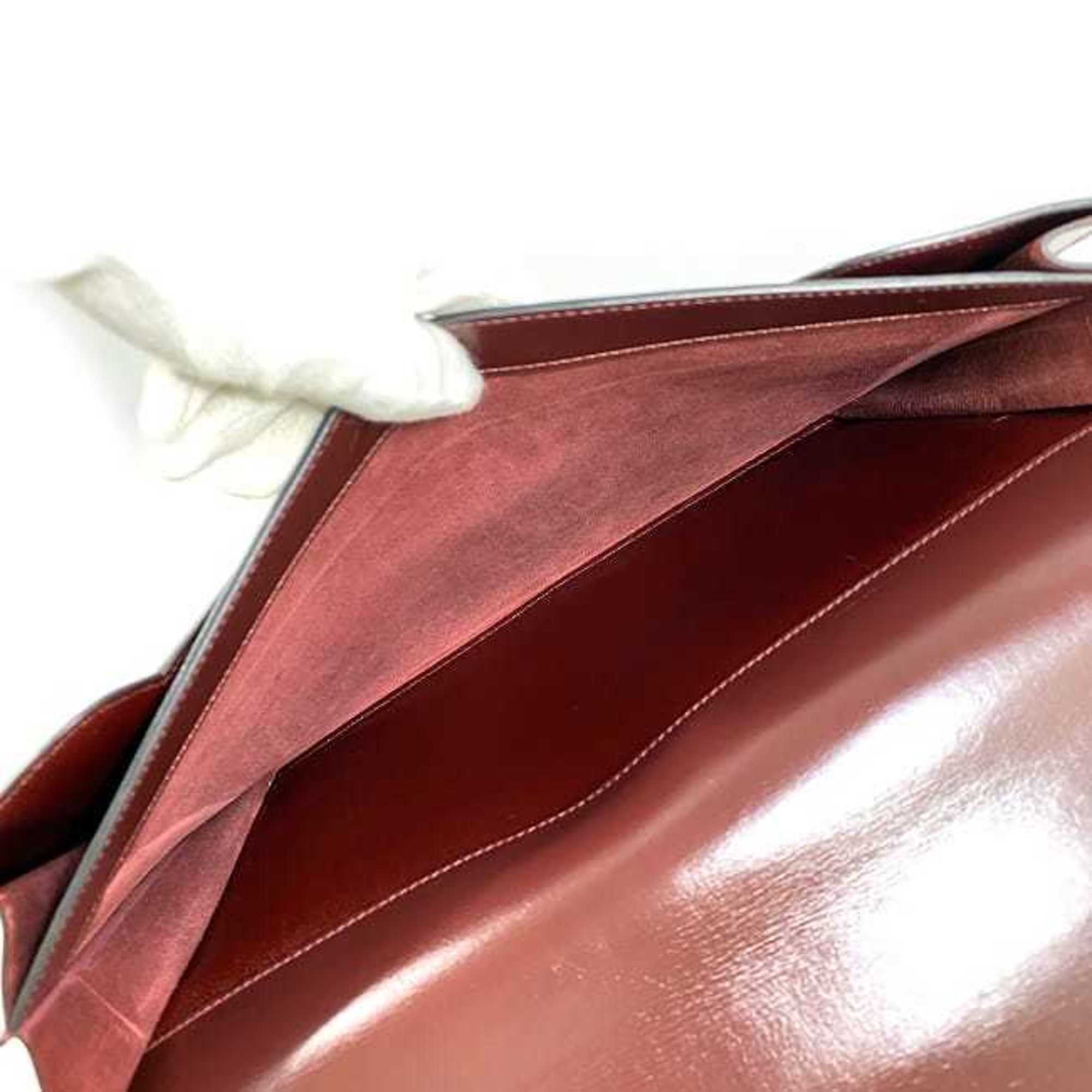 Hermes Clutch Bag Faco Bordeaux Leather Boxcalf 〇H HERMES Flap Women's Men's