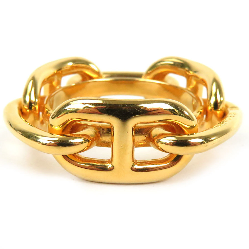 HERMES Scarf Ring Shane Dunkle Metal Gold Women's