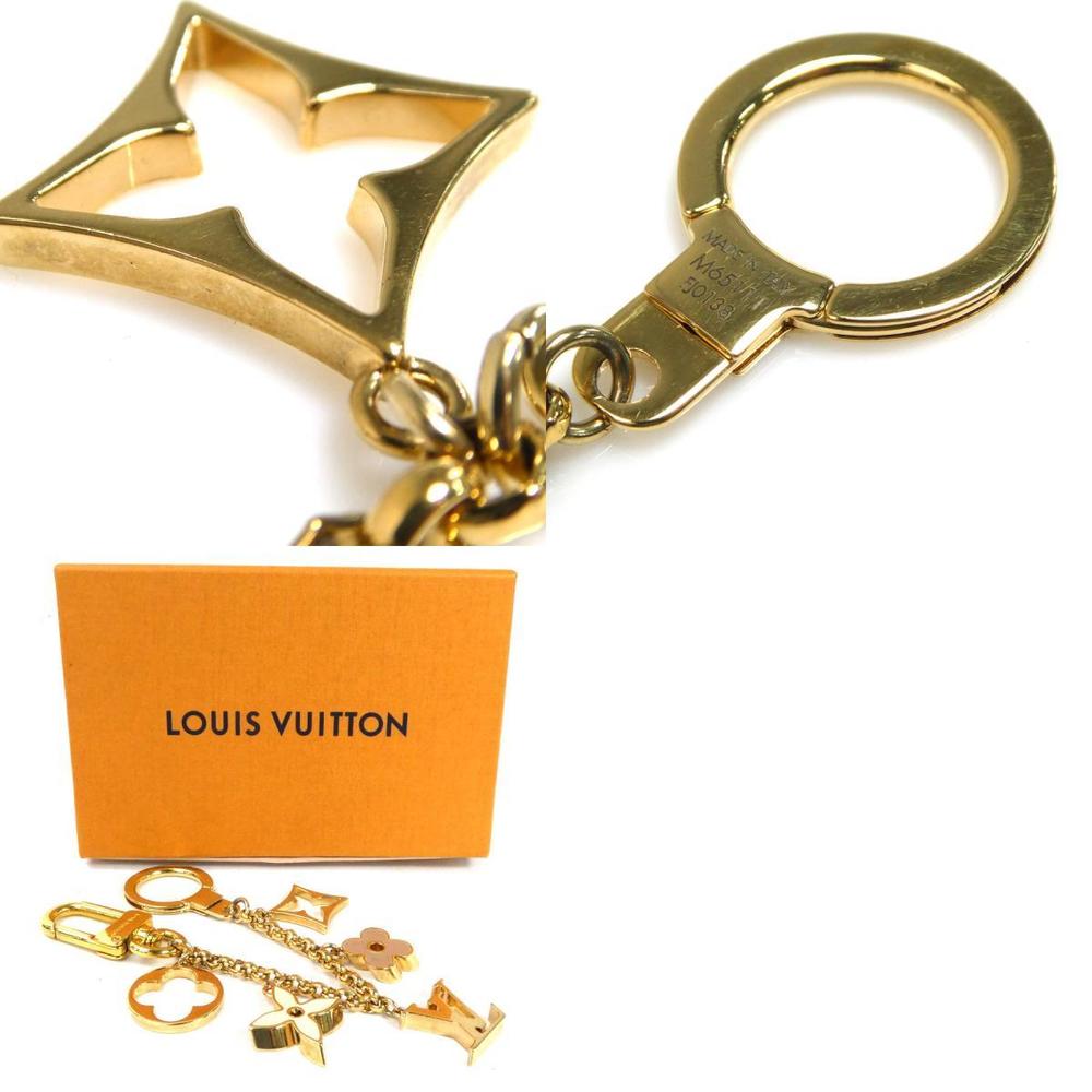 Louis Vuitton LOUIS VUITTON Charm Keyring Bag Chain Fleur de Monogram Metal  Gold x Ivory Pink Beige Unisex M65111