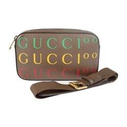 GUCCI Gucci Belt Bag 100th Anniversary Waist 602695 Calf Leather Brown Multicolor Gold Hardware Logo Body Pouch Bum