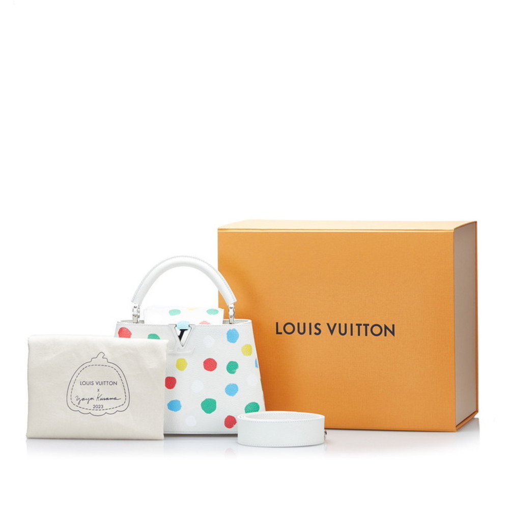 Louis Vuitton x Yayoi Kusama Capucine Painted Handbag Shoulder Bag M21637 White  Multicolor Leather Ladies LOUIS VUITTON