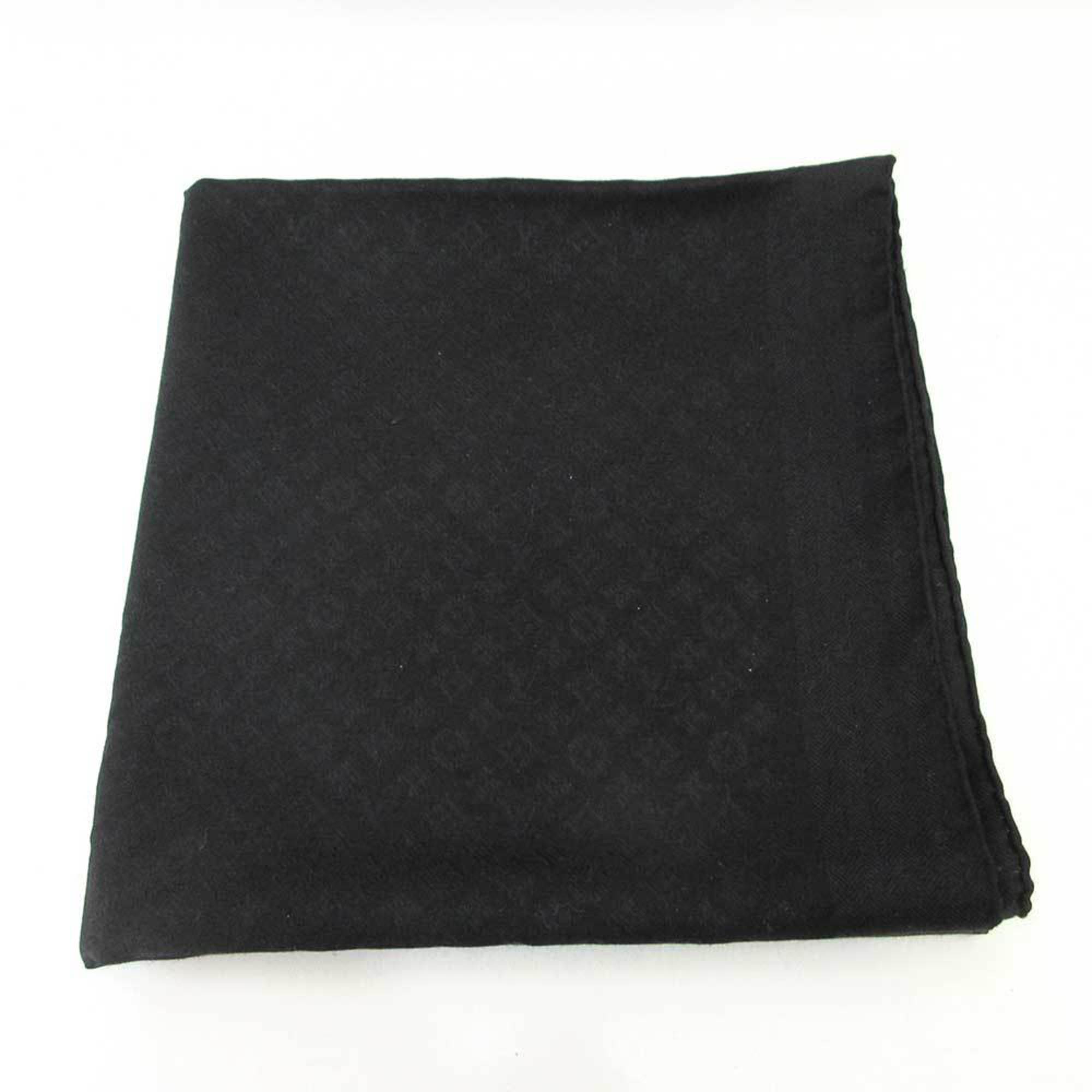 Louis Vuitton Accessory Shawl Evermore Black Stole Monogram Pattern Whole Women's Silk x Wool M77372 LOUISVUITTON