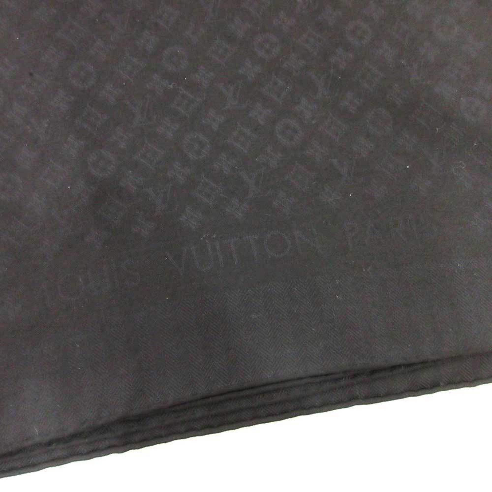 Louis Vuitton Accessory Shawl Evermore Black Stole Monogram Pattern Whole Women's Silk x Wool M77372 LOUISVUITTON