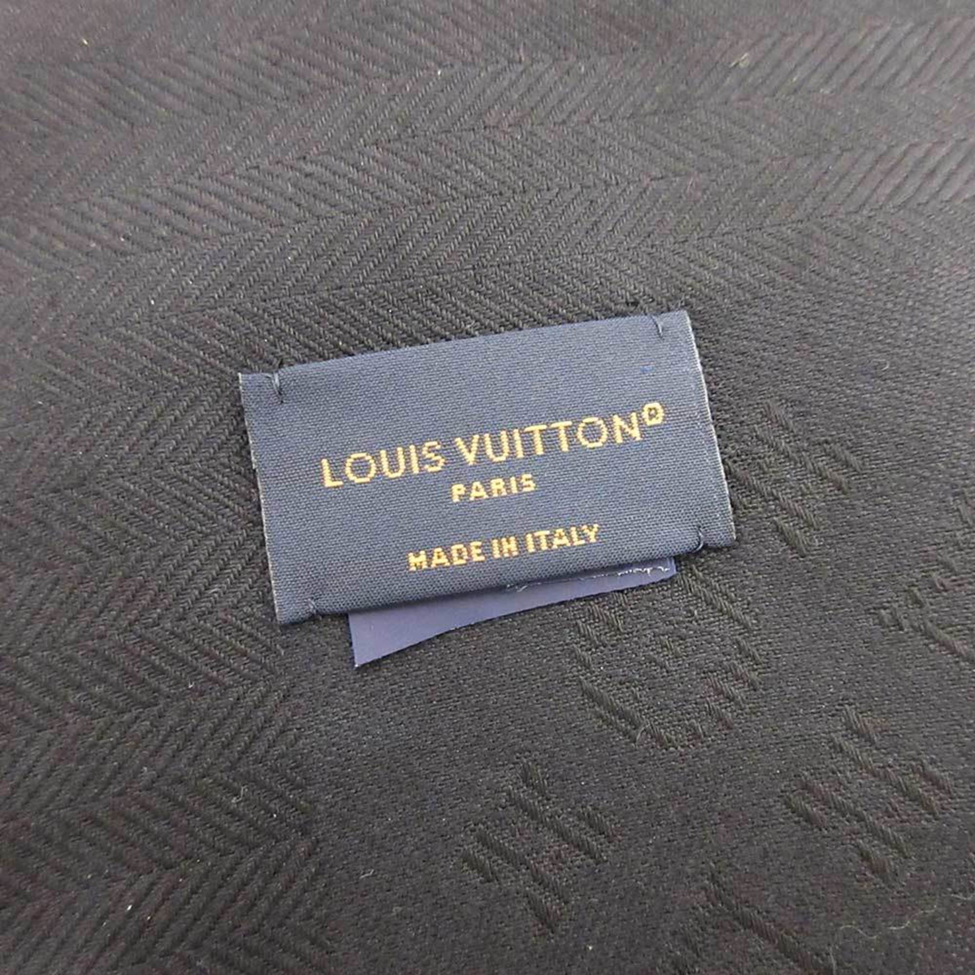 Louis Vuitton Accessory Shawl Evermore Black Stole Monogram Pattern Whole Women's Silk x Wool M77372 LOUISVUITTON