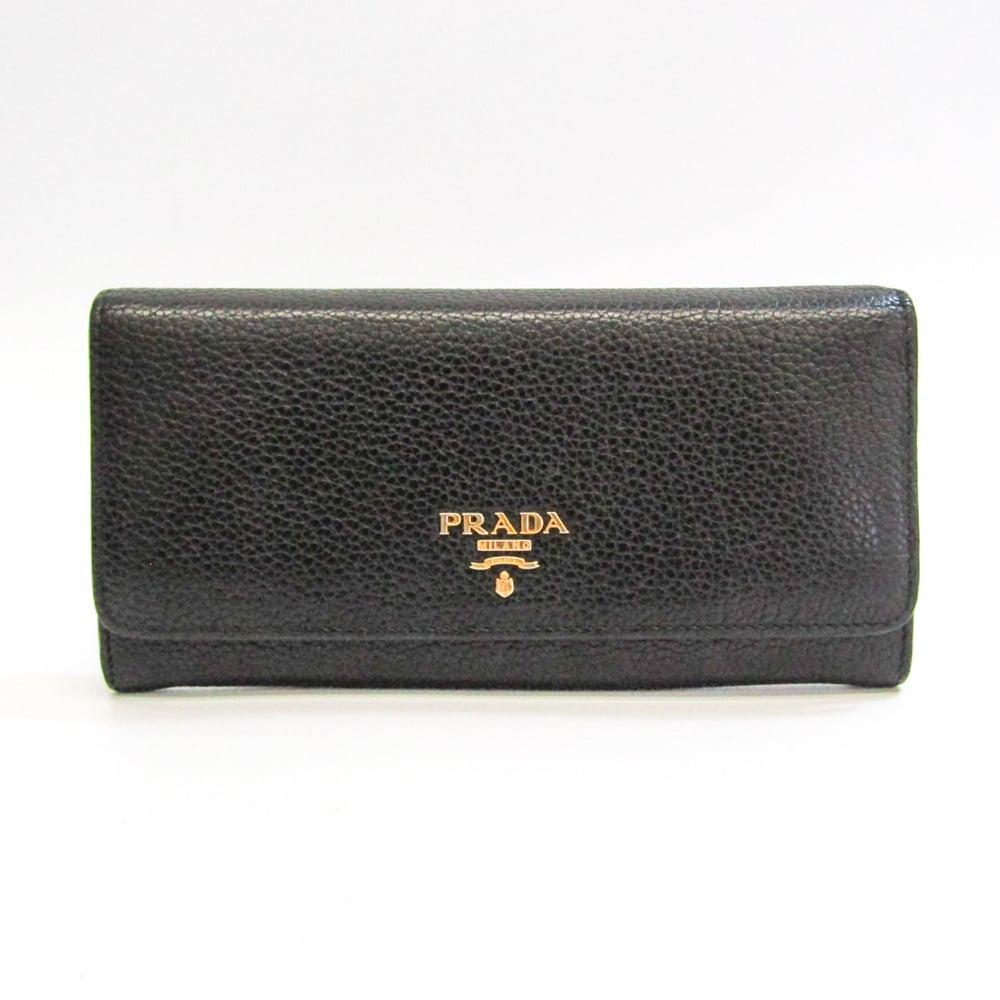 Prada Black Vitello Move Leather Leather Wallet On Chain Prada