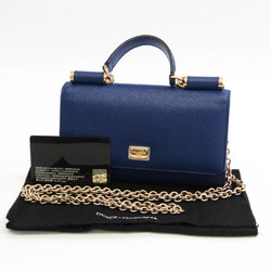 Dolce & Gabbana SICILY Women's Leather Chain/Shoulder Wallet Royal Blue