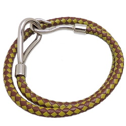 Hermes Jumbo Women's and Men's Bracelet Metal Yellow Green x Dark Brown