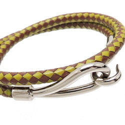 Hermes Jumbo Women's and Men's Bracelet Metal Yellow Green x Dark Brown