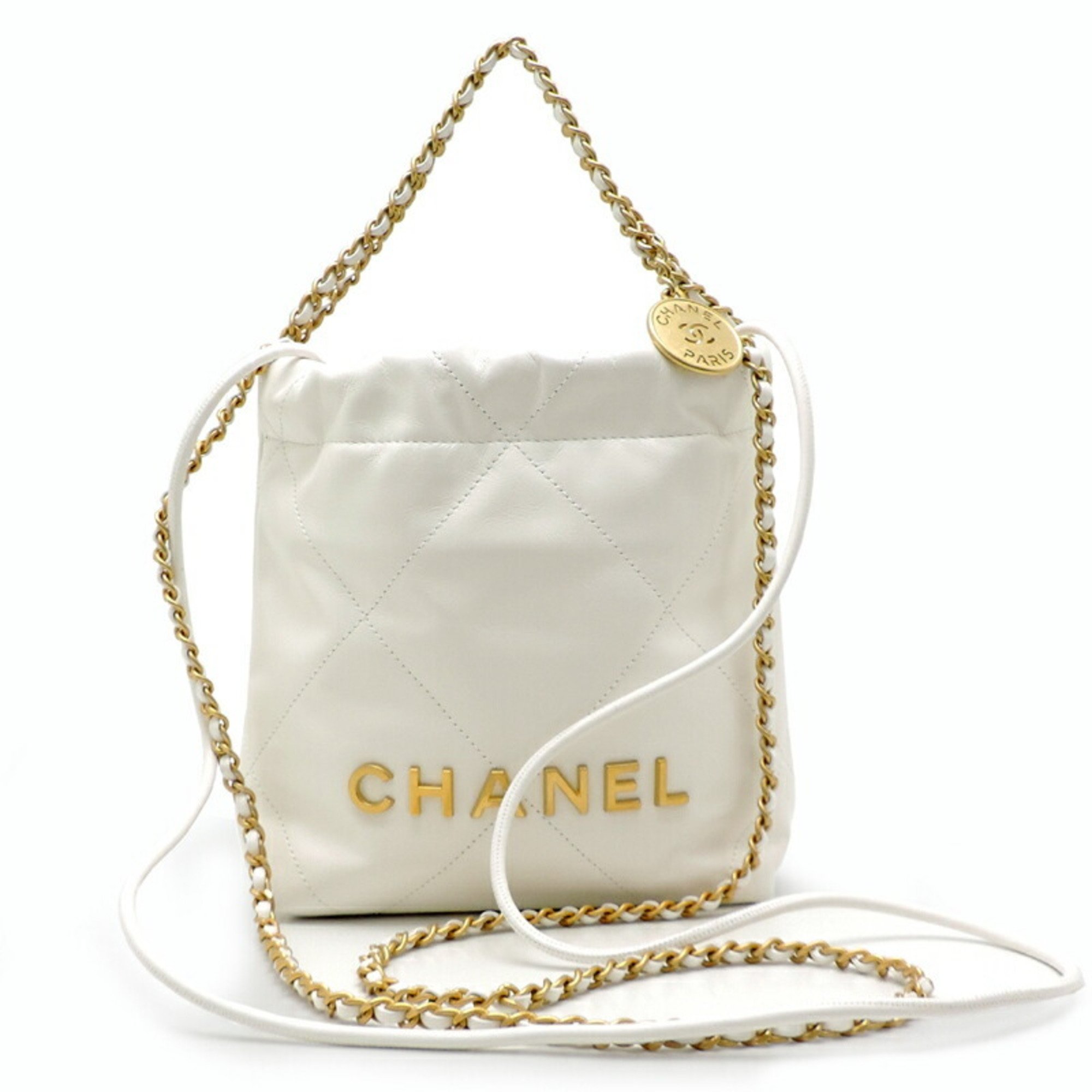 Chanel 22 Chain Ladies Handbag AS3980 Calf White