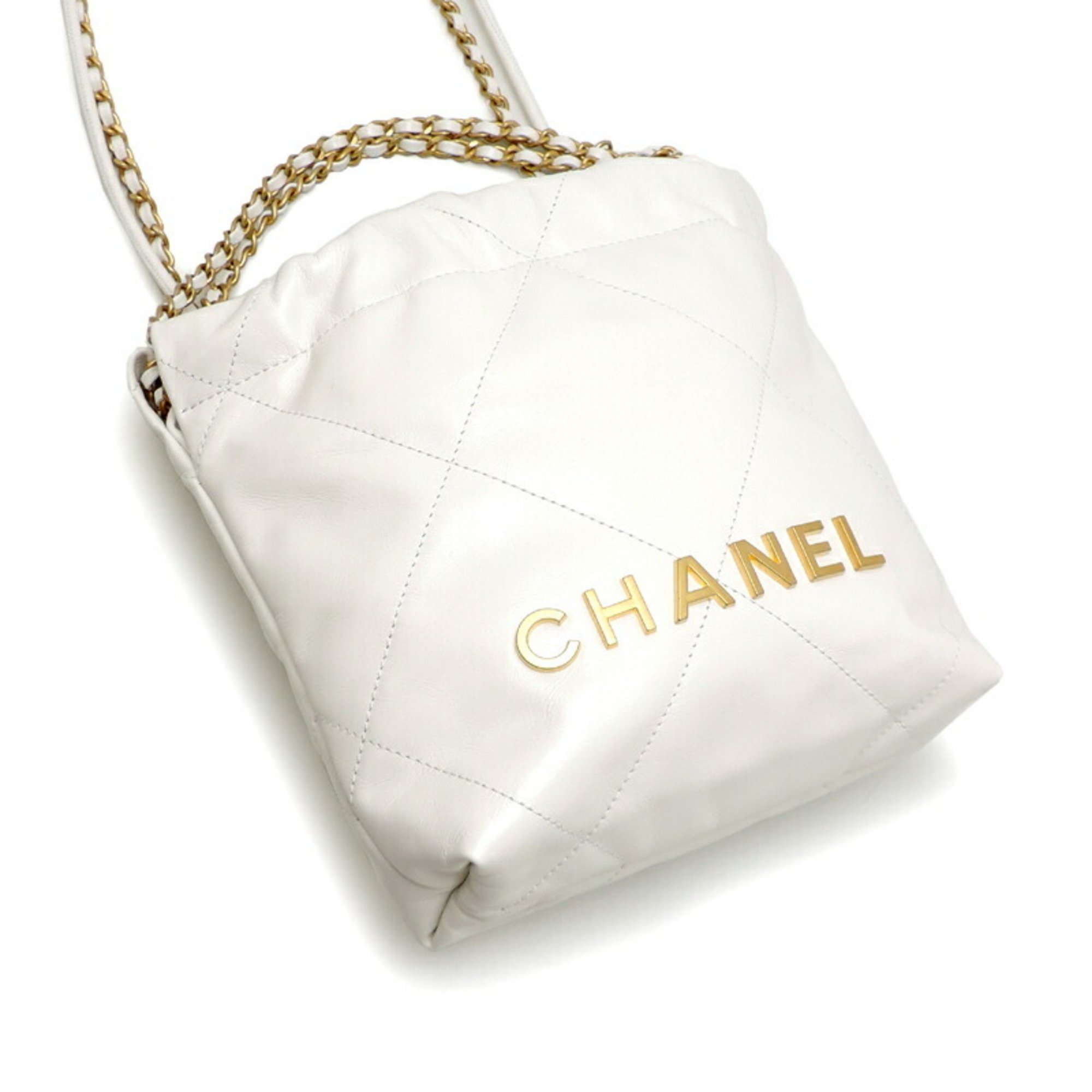 Chanel 22 Chain Ladies Handbag AS3980 Calf White