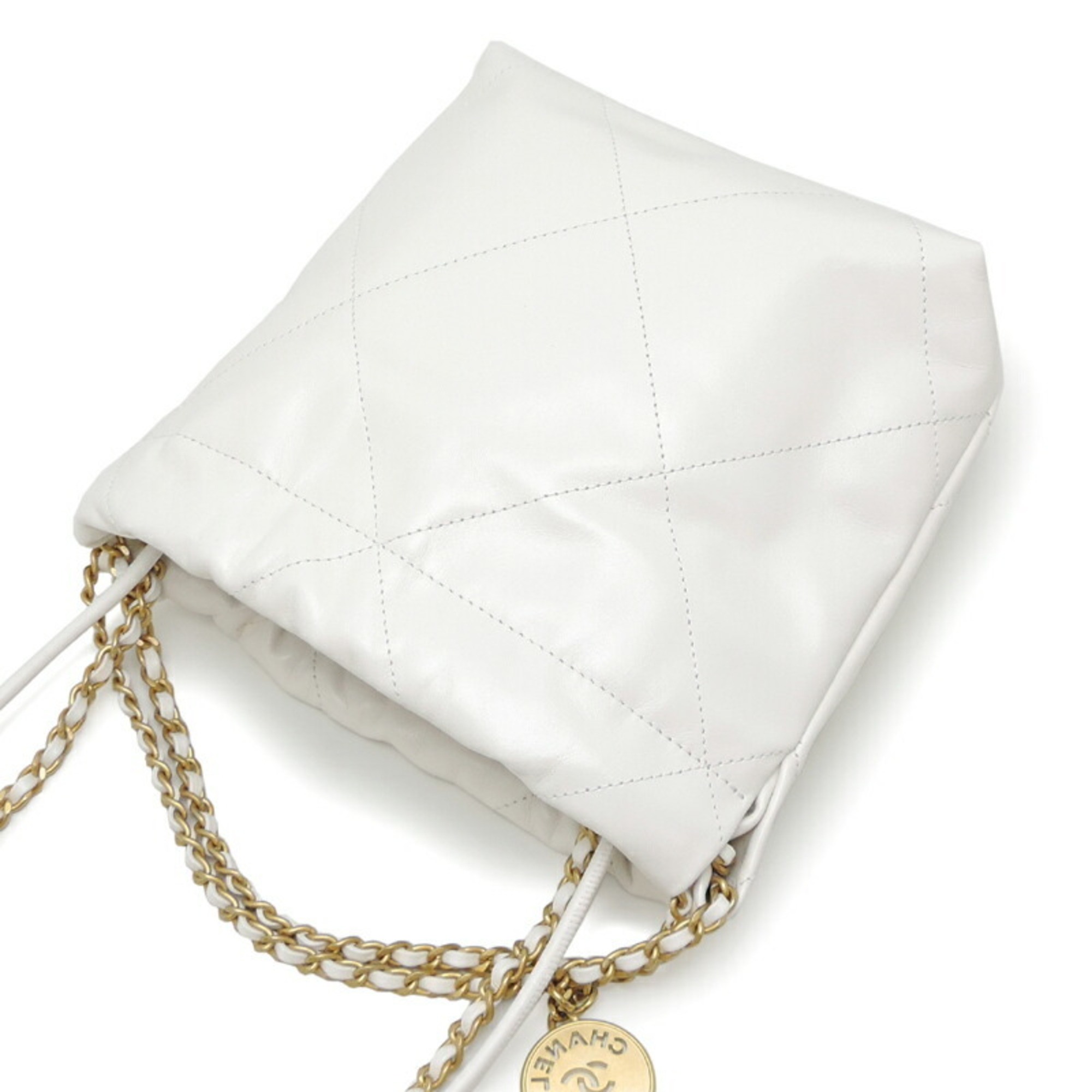 Chanel 22 Chain Ladies Handbag AS3980 Calf White