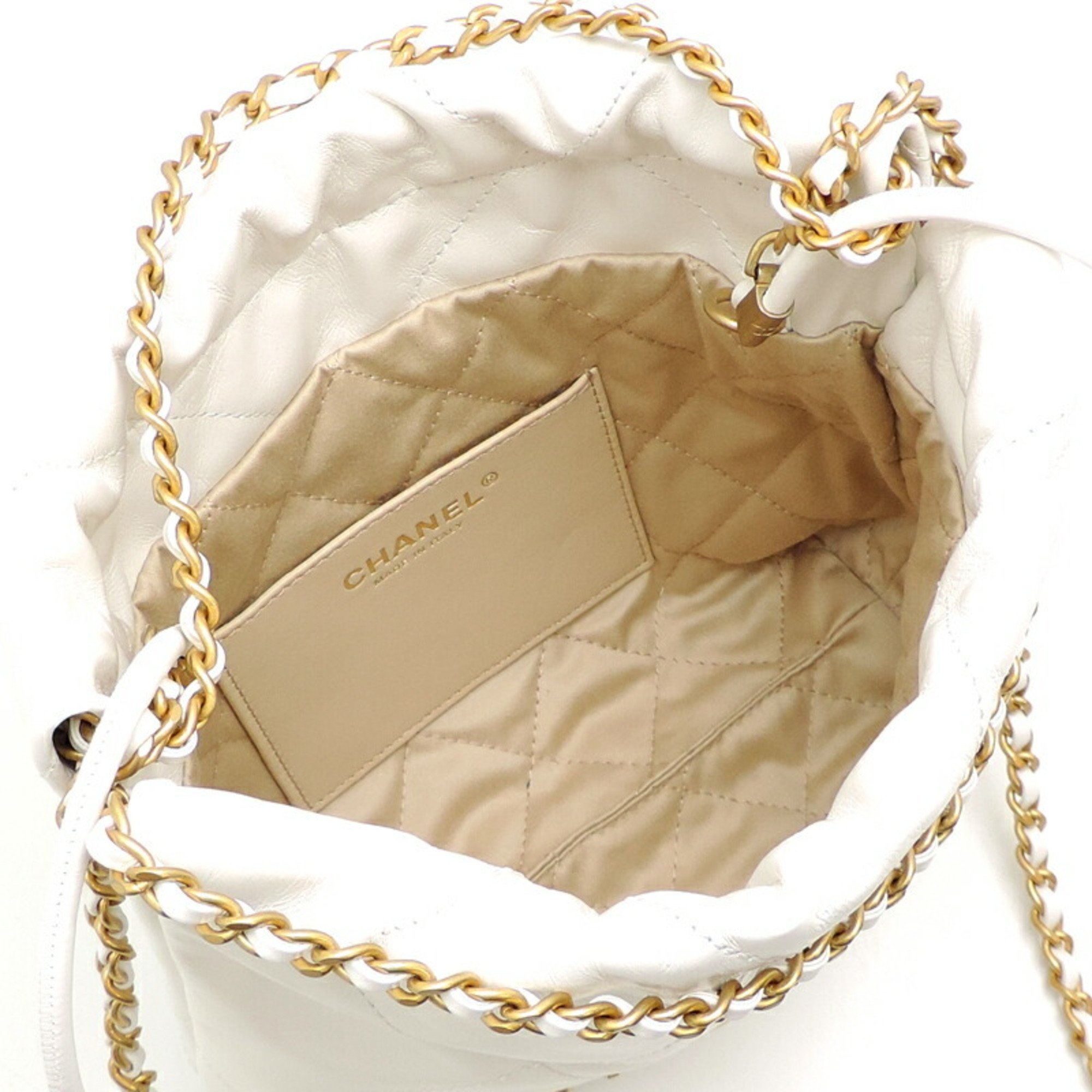 Chanel 22 Chain Ladies Handbag AS3980 Calf White