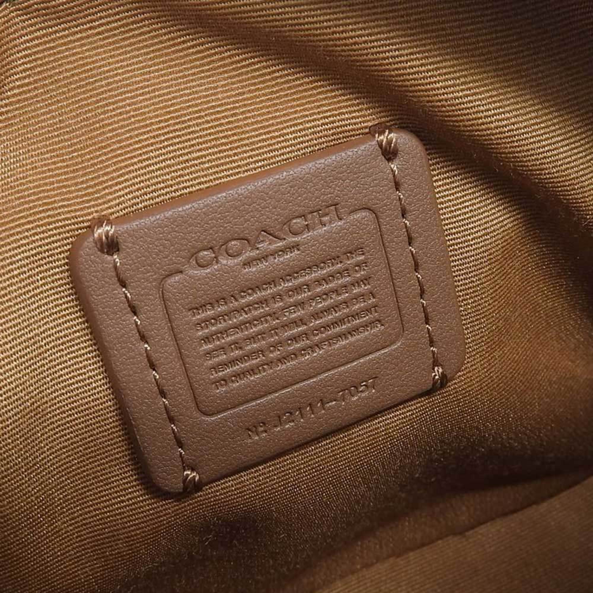 Coach COACH Signature Dempsey Stripe Shoulder Bag Small Beige x Bordeaux 7057