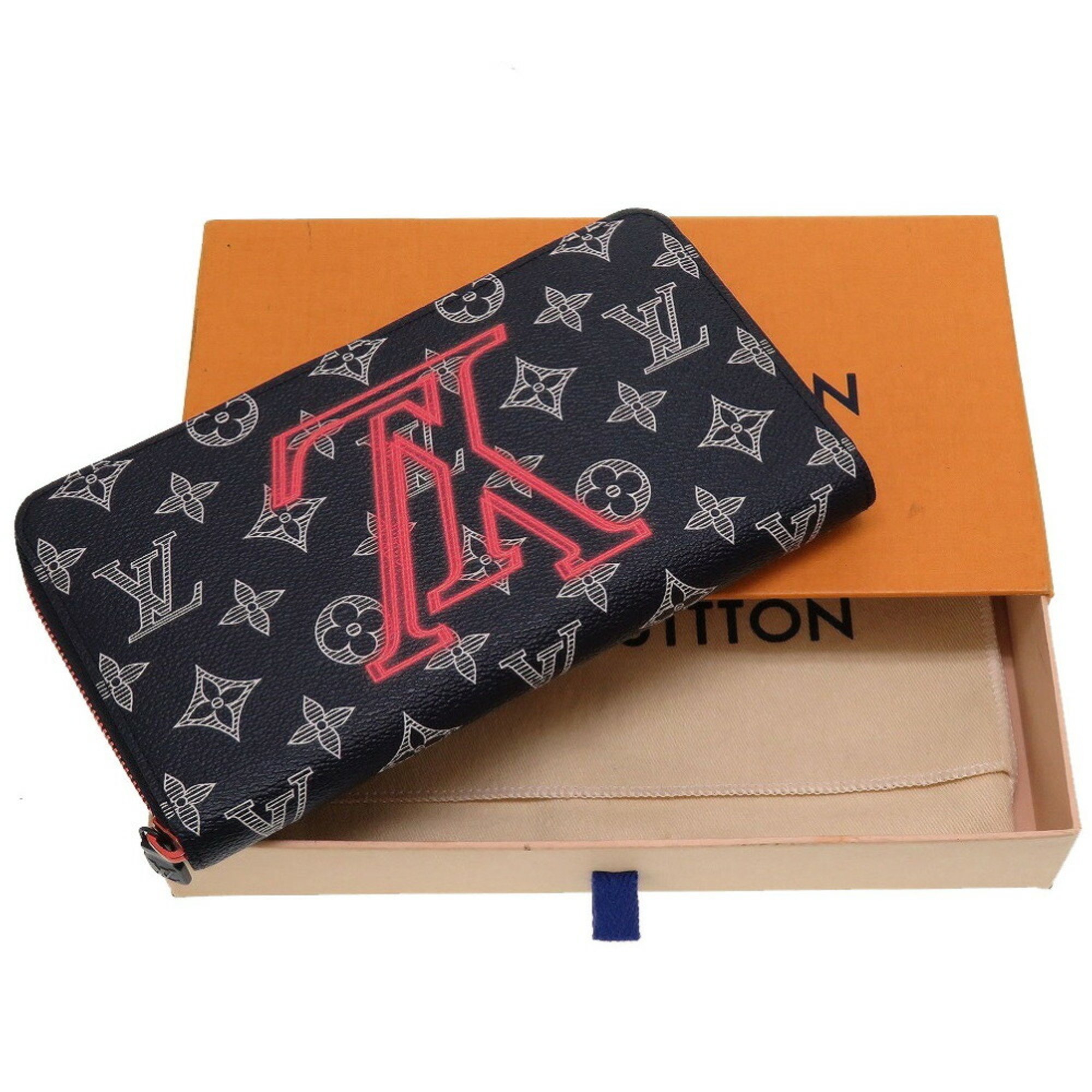 Louis Vuitton Monogram Ink Upside Down M62931 Zippy Organizer Navy Round Long Wallet 029LOUIS VUITTON