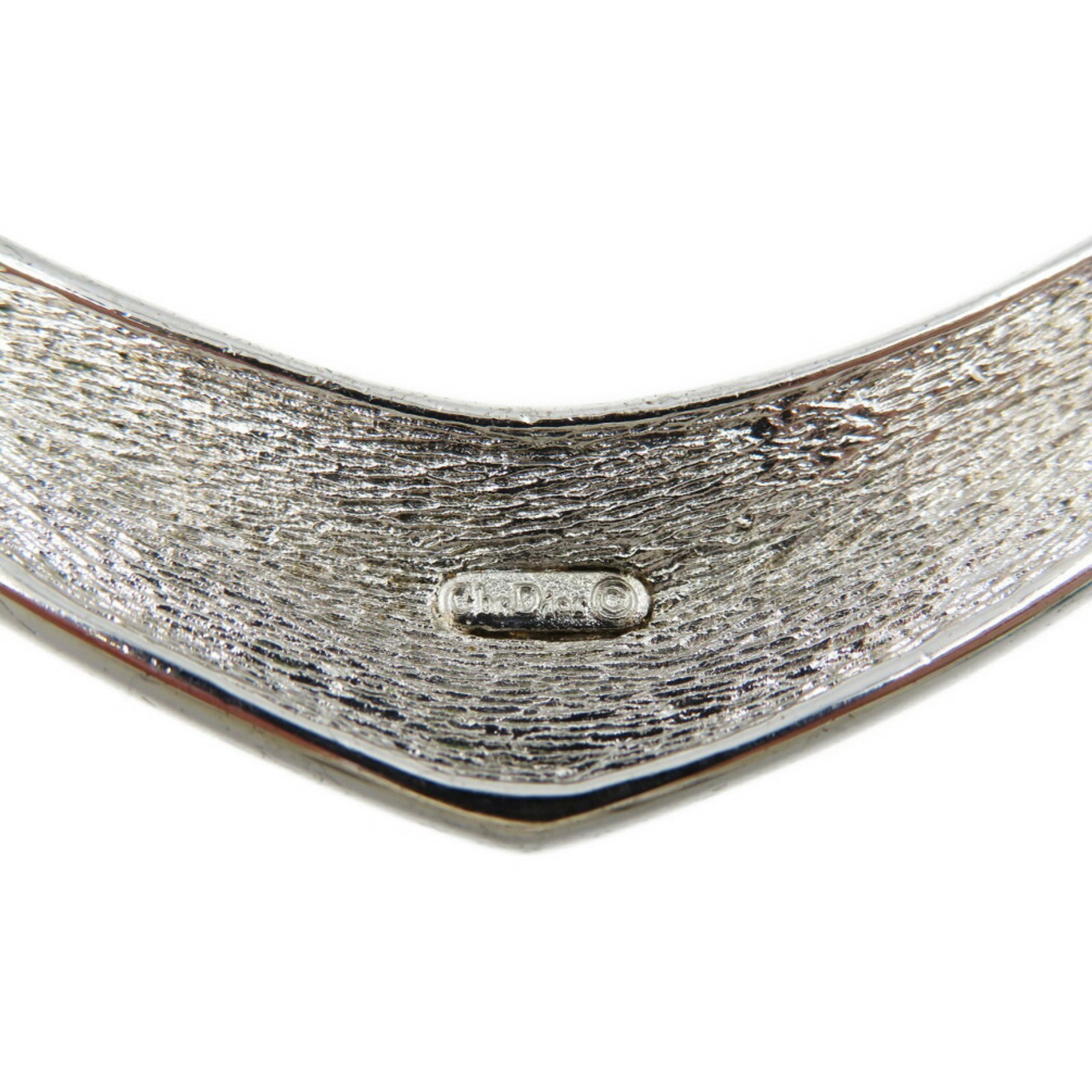 Christian Dior Metal Rhinestone Silver Necklace