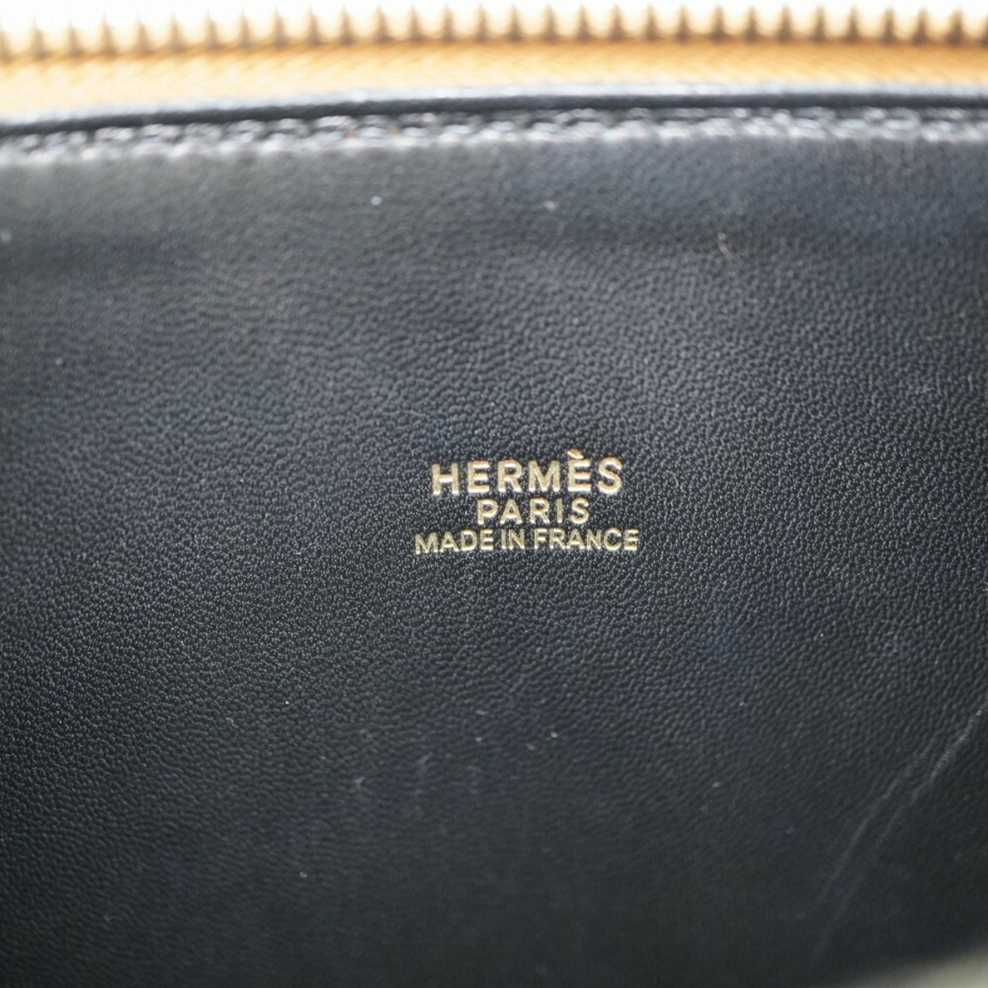 Hermes Bolide 35 Box Calf/Veau Chamonix Black/Natural □G Engraved Handbag