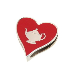 Hermes Tea Time Heart Twilly Ring Rouge Red Silver Scarf Muffler HERMES