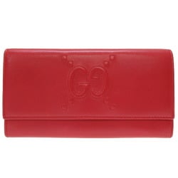 Gucci 453390 GG embossed leather red two-fold long wallet 076GUCCI