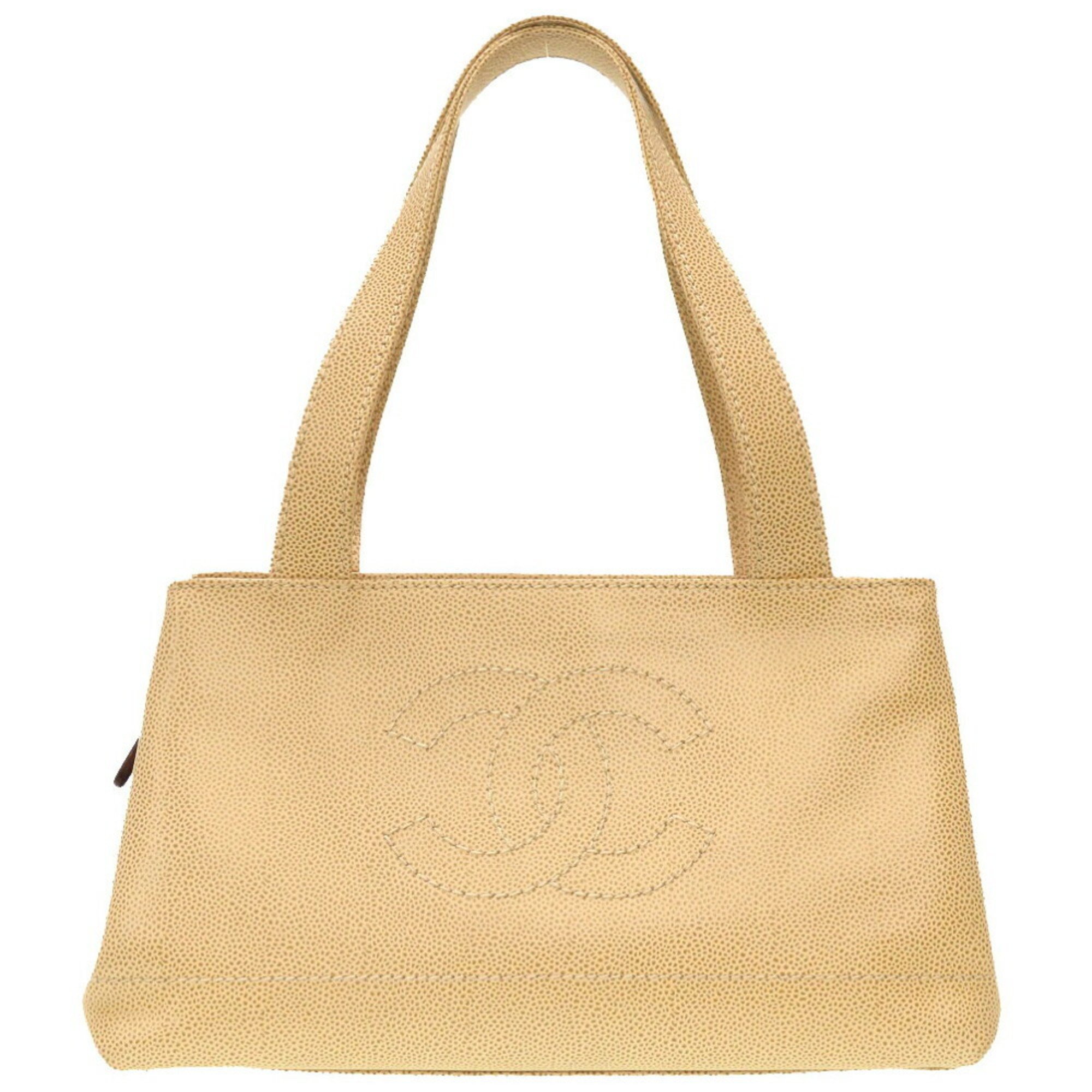 Chanel Caviar Skin Beige 7th Cocomark Tote Bag