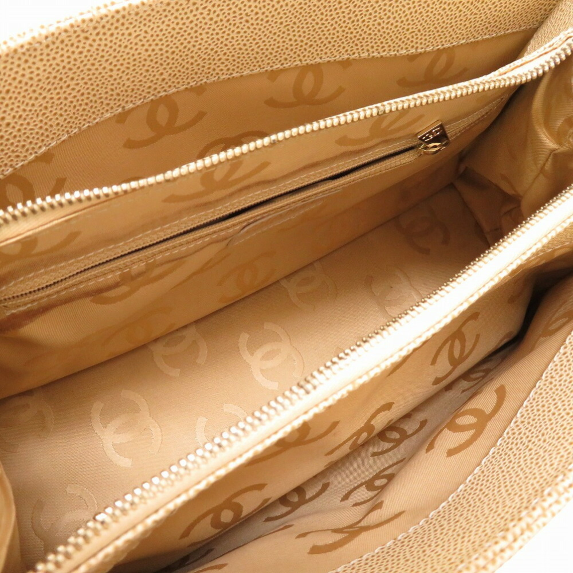 Chanel Caviar Skin Beige 7th Cocomark Tote Bag