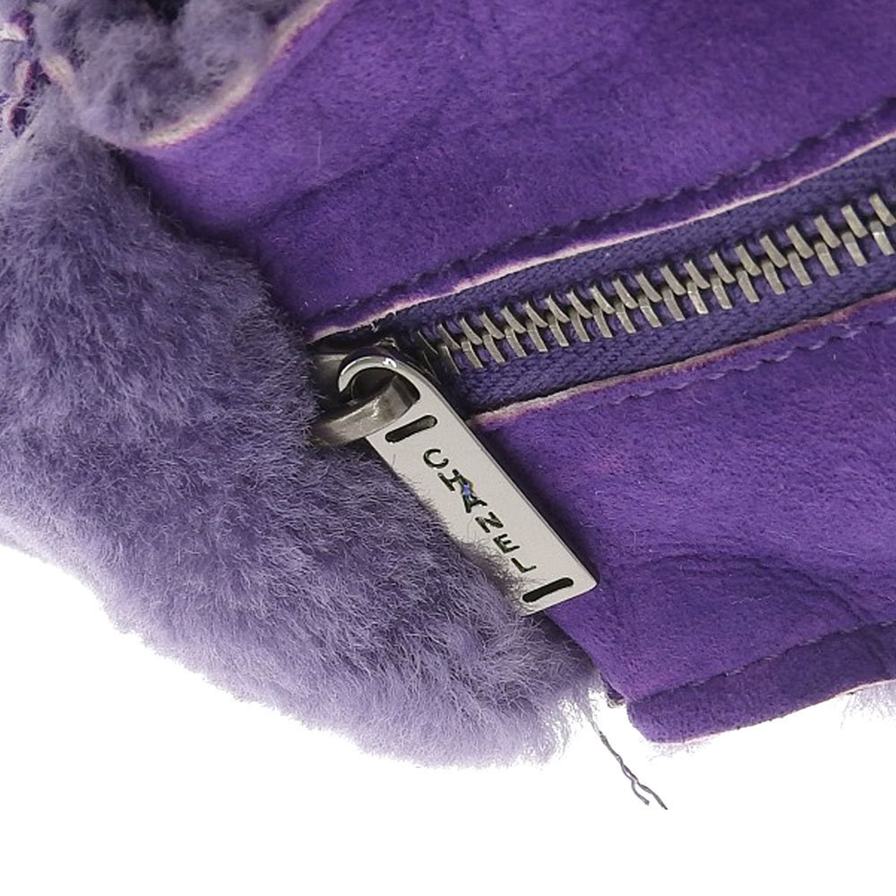 Chanel CHANEL here mark shoulder bag mouton purple 6 series