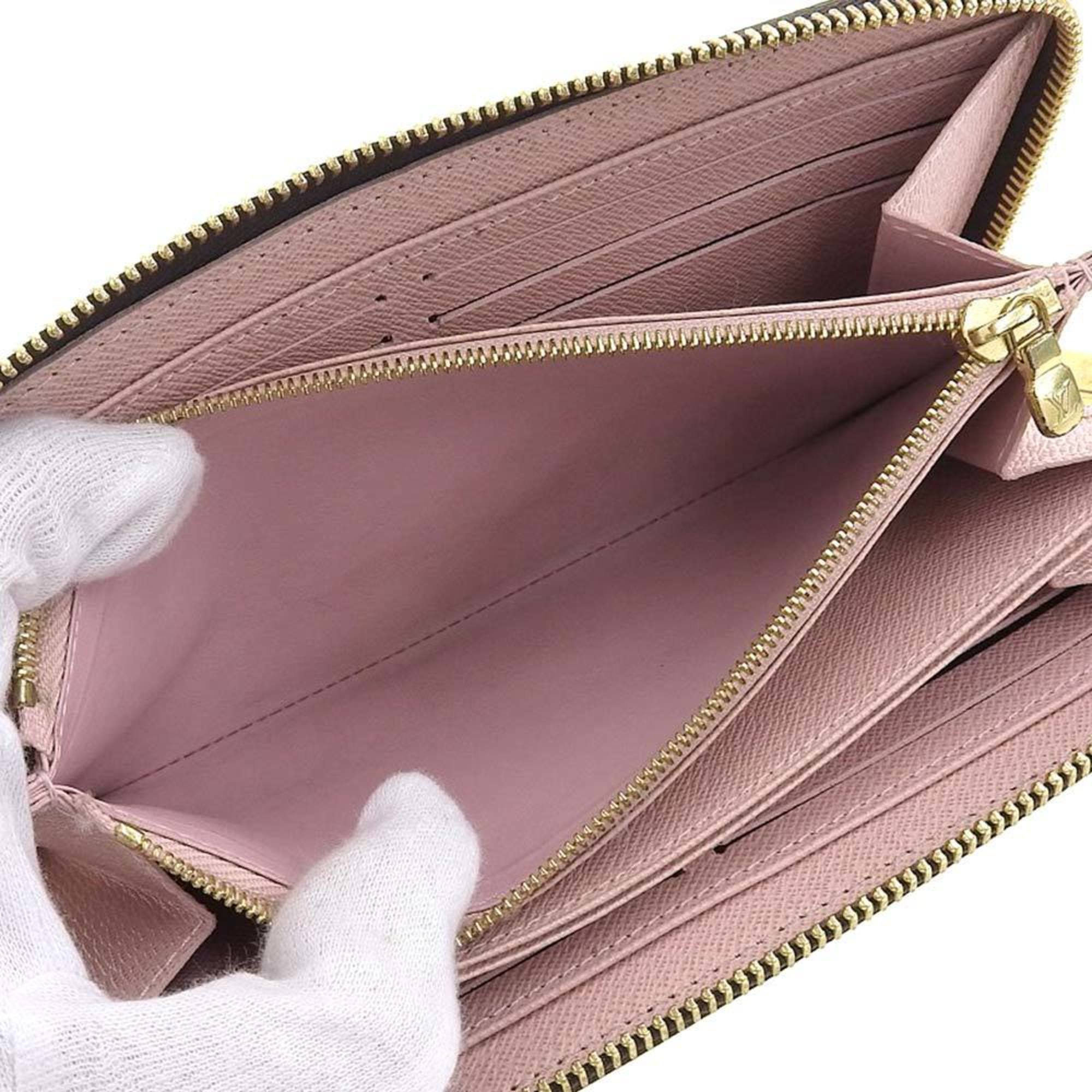 Louis Vuitton LOUIS VUITTON Damier Zippy Round Long Wallet Ebene Rose Ballerine N60046