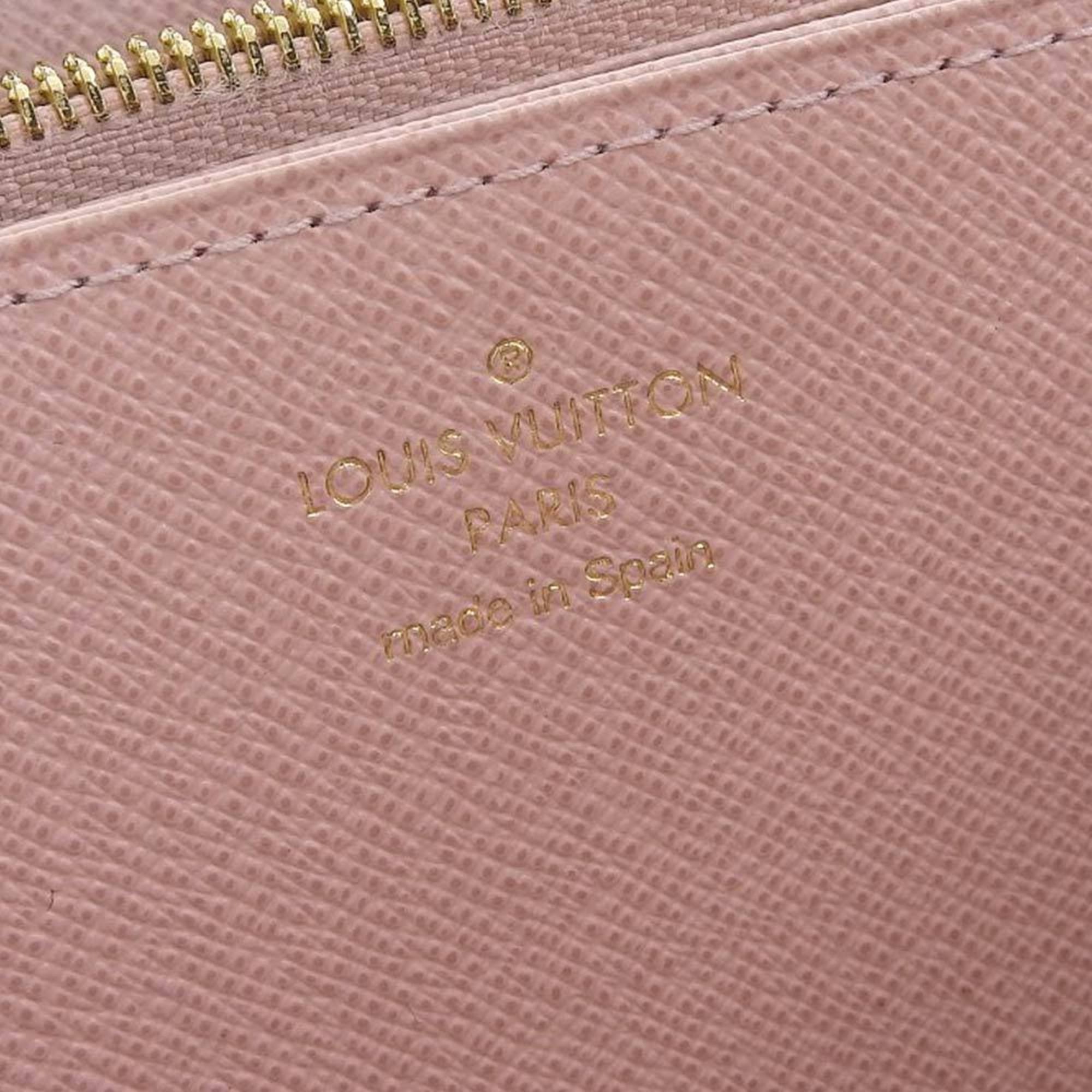 Louis Vuitton LOUIS VUITTON Damier Zippy Round Long Wallet Ebene Rose Ballerine N60046