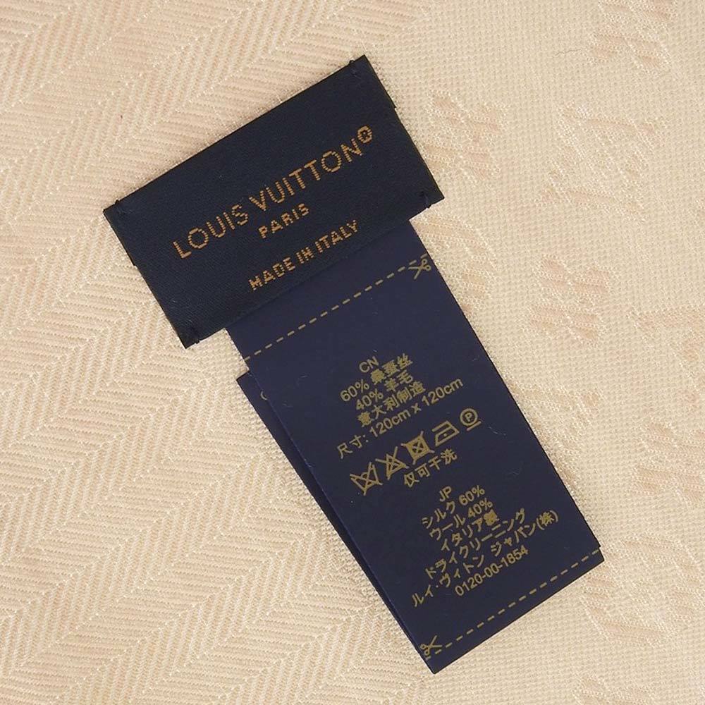 Louis Vuitton LOUIS VUITTON Monogram Shawl Evermore Scarf Silk x Wool Latte  M78139