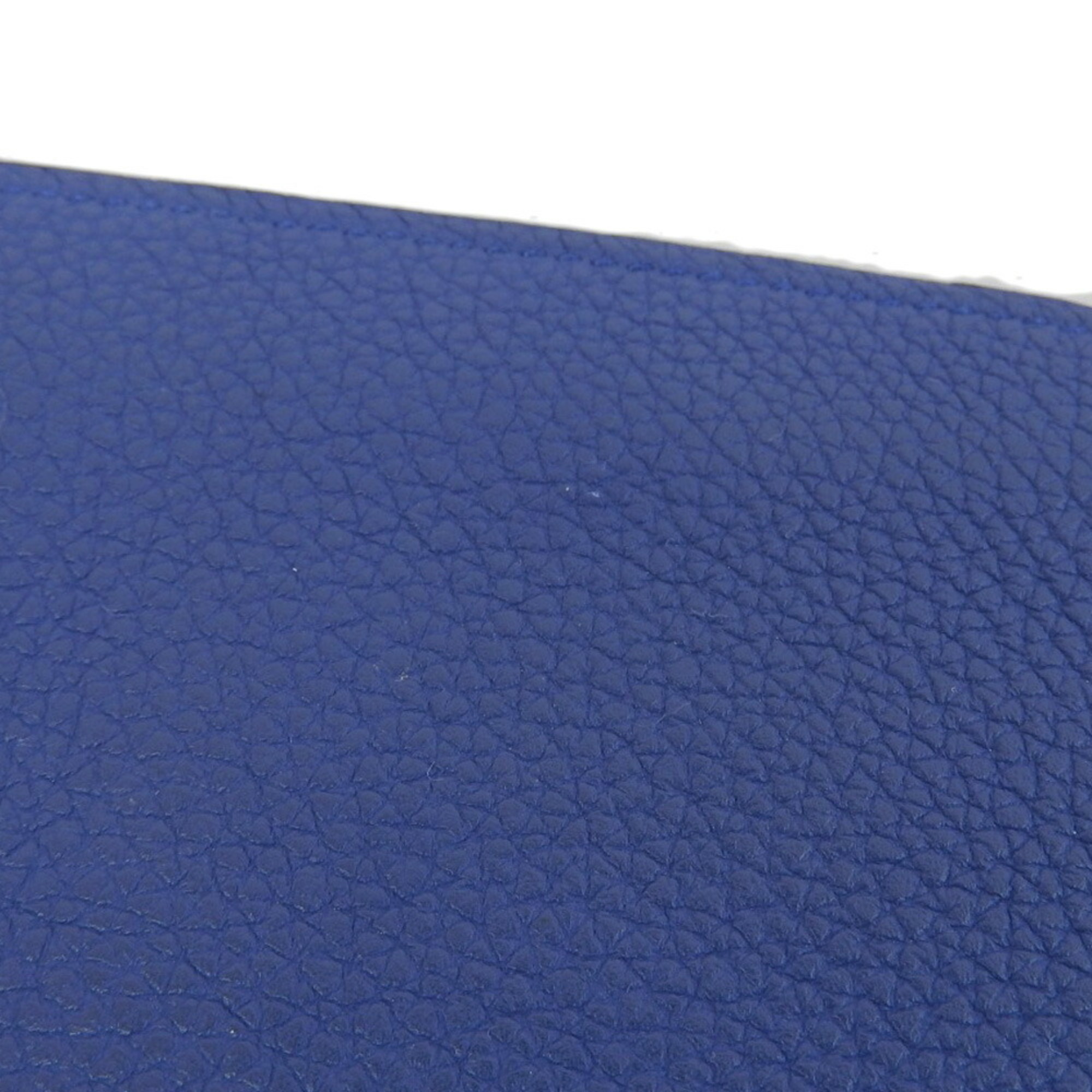 Hermes HERMES Dogon GM Bifold Long Wallet Taurillon Clemence Blue Electric X Engraved