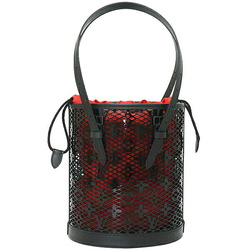 LOUIS VUITTON Louis Vuitton Bucket PM Shoulder Bag Handbag Monogram Lace Leather Patent Calf N20352 Black Red Hardware