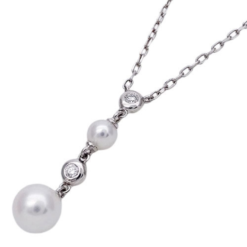 Mikimoto MIKIMOTO necklace Lady's brand pearl diamond K18WG white