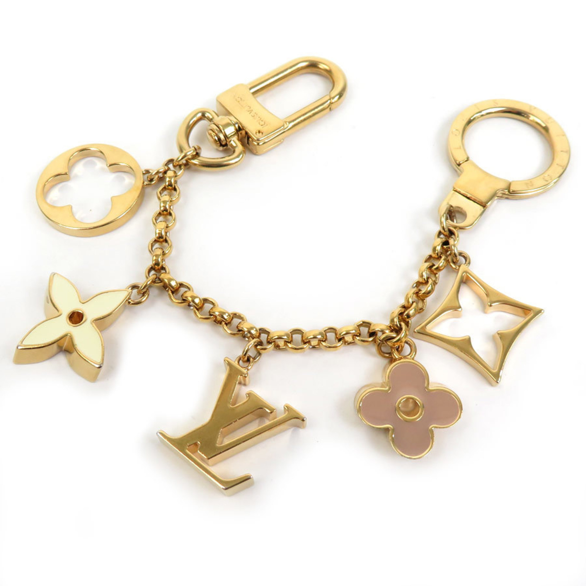 Louis Vuitton LOUIS VUITTON Charm Fleur de Monogram Metal/Enamel Gold/Off White/Pink Beige Women's M65111