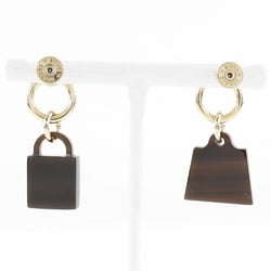 HERMES Hermes Amulet Buffalo Horn x Gold Plated Brown Ladies Earrings